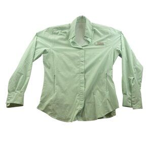 Columbia Womens Fishing Shirt Medium PFG Long Sleeve Button Up Outdoors Green